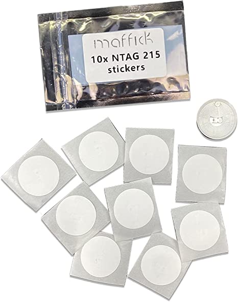 10 PCS HF NTAG 215 NFC Lables Compatible with Android & iPhone 504 Bytes Memory Fully Programmable-Timeskey